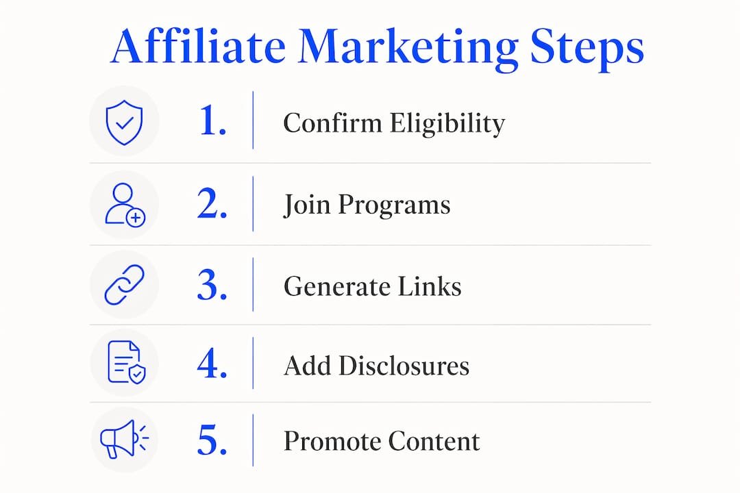 Infographic showing step-by-step affiliate marketing guide