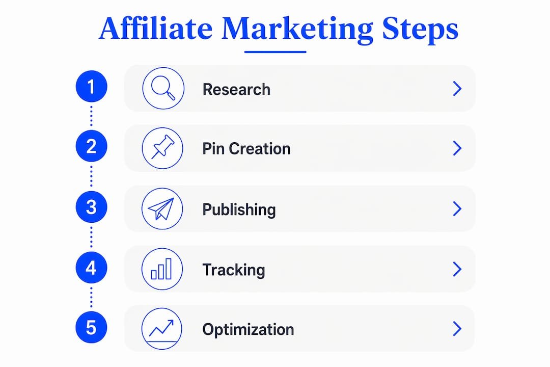 Infographic showing Pinterest affiliate marketing steps