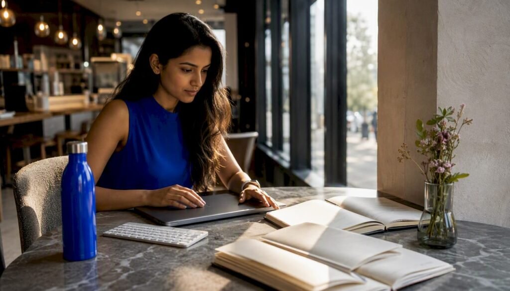 Woman working on AI video generation tools
