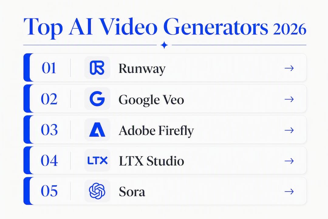 Infographic ranking best AI video generators in 2026