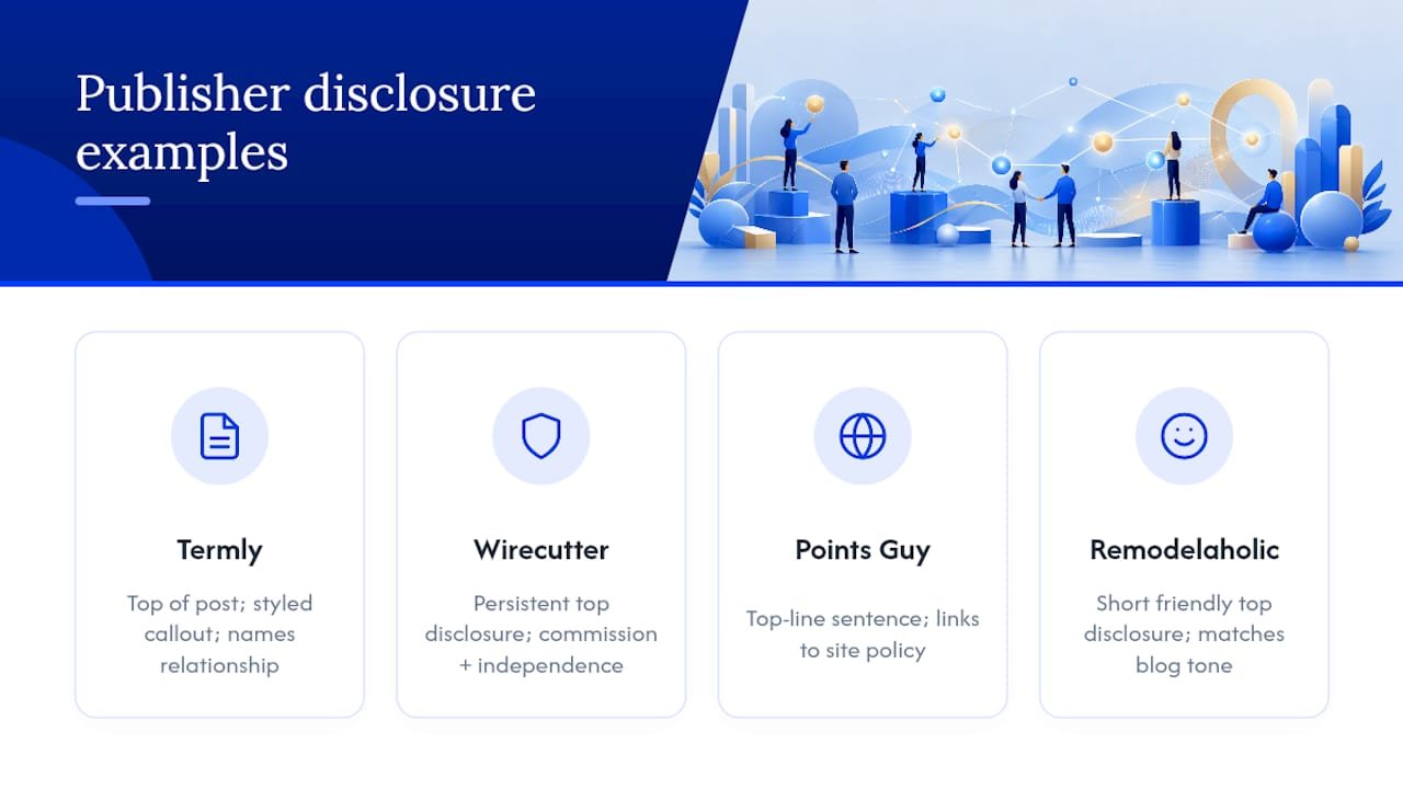 How well-known publishers handle disclosures in practice — overview diagram