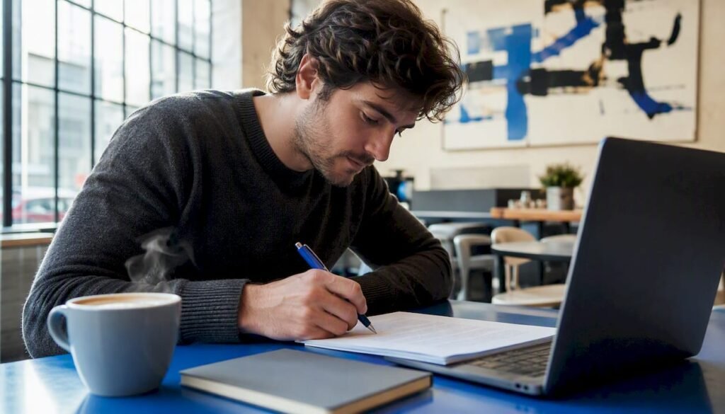 Marketer editing AI-generated content