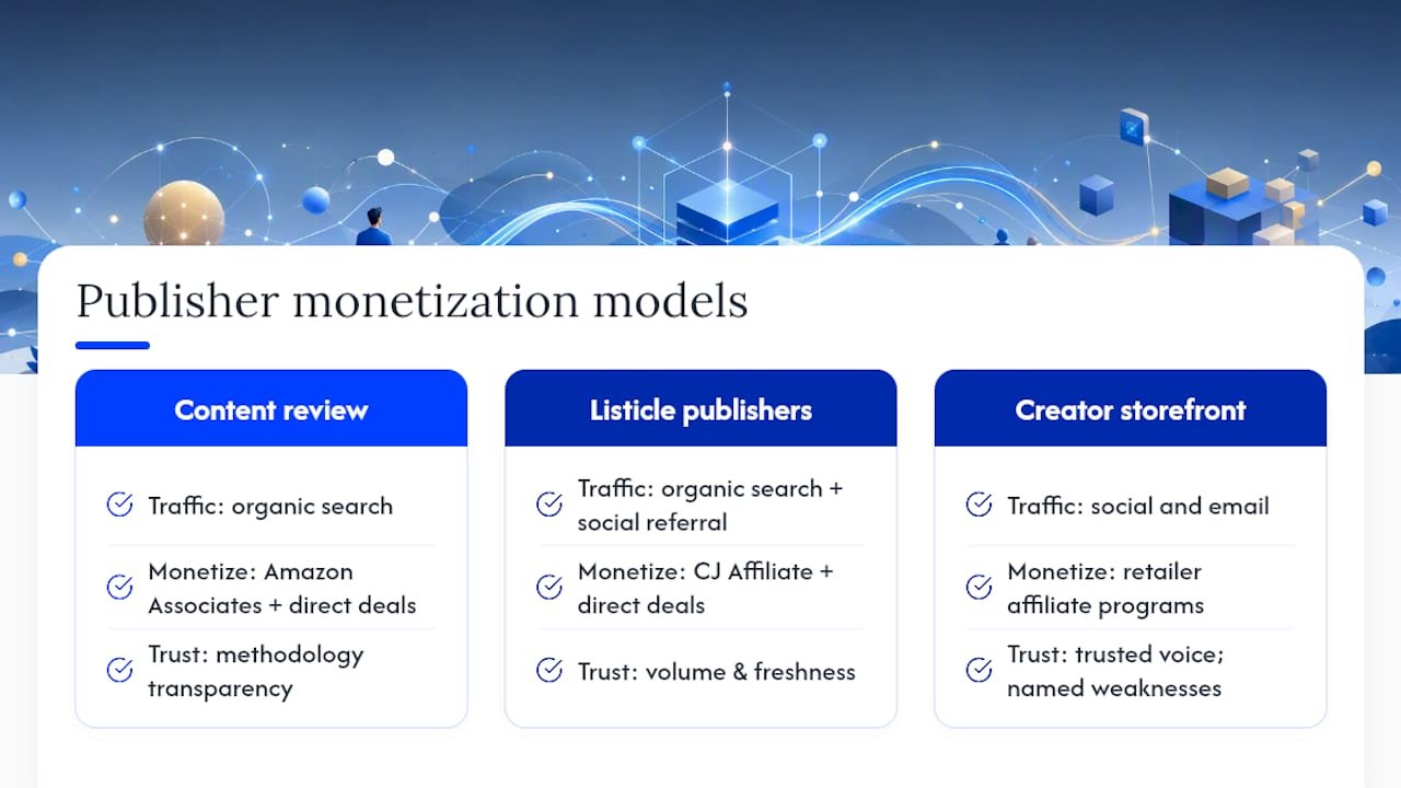 Comparison diagram of affiliate marketing publisher models