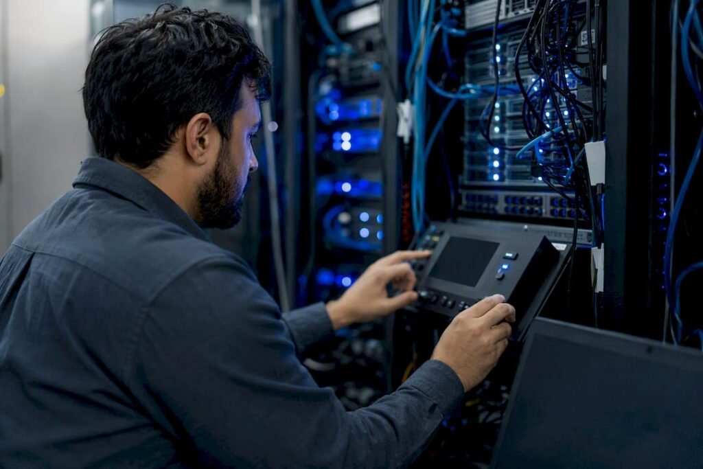 Developer adjusting translation server controls
