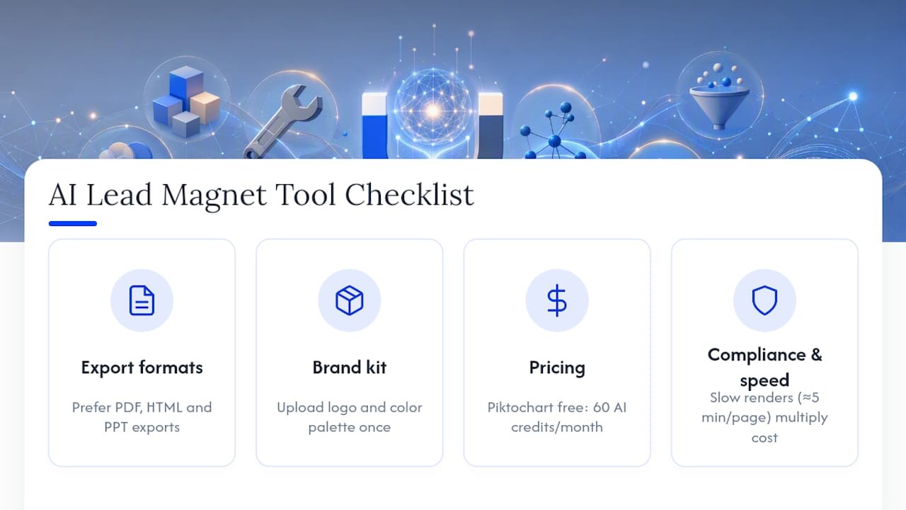 Comparison chart of AI lead magnet tool features