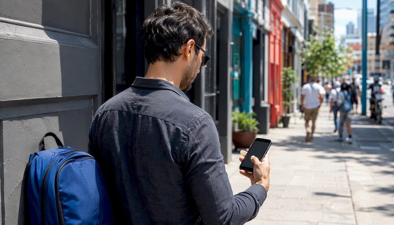 Solopreneur accessing CRM on smartphone
