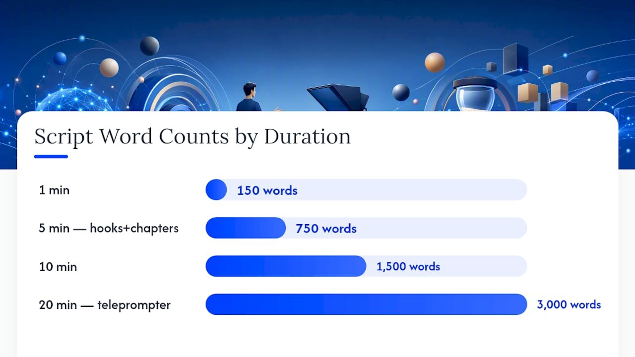 YouTube video duration and script word count scale