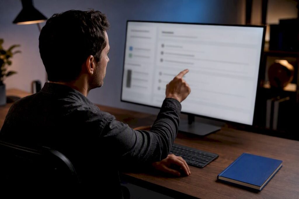 Strategist reviewing an AI content brief