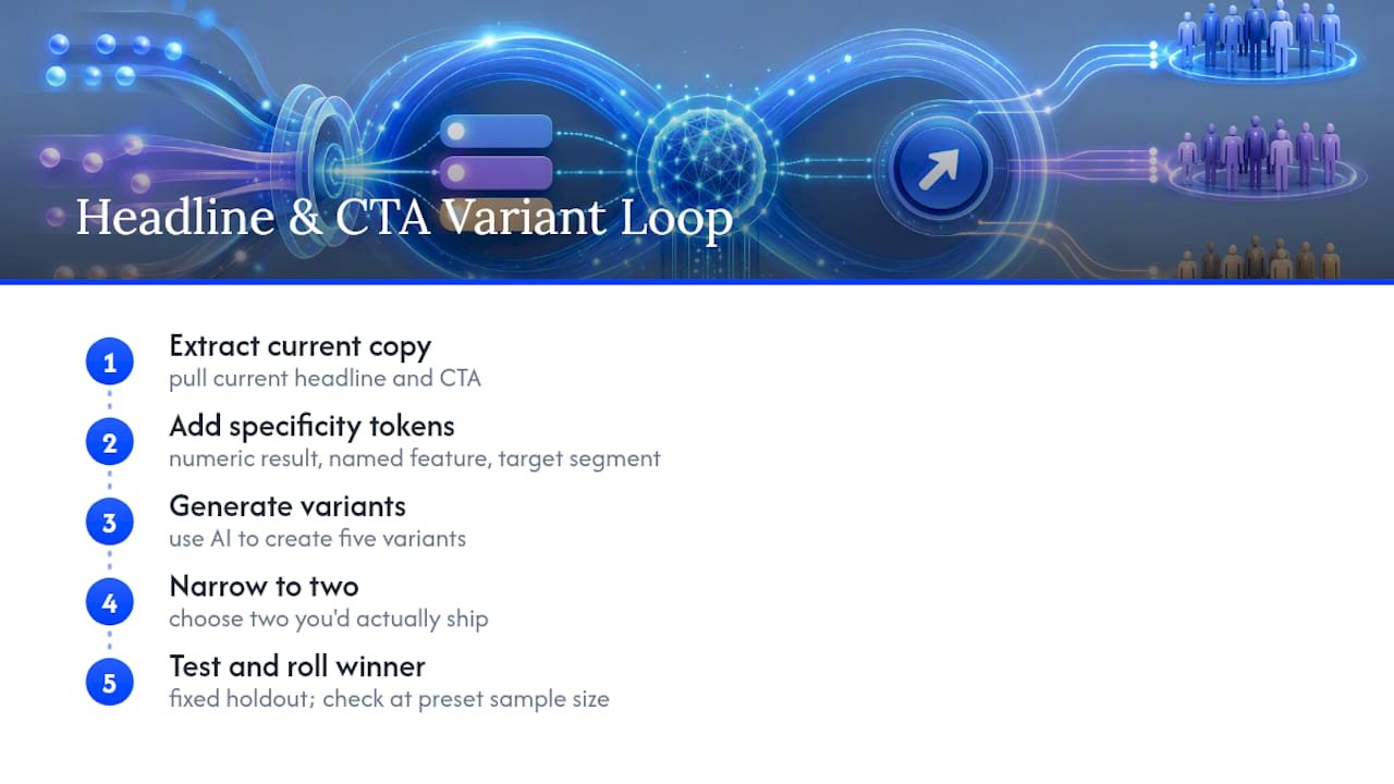 Five-step headline and CTA testing workflow