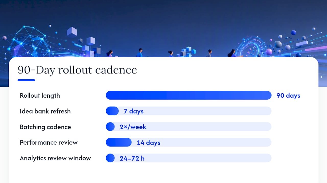 A Marketer's 90-Day Rollout for Scaling AI Content — overview diagram