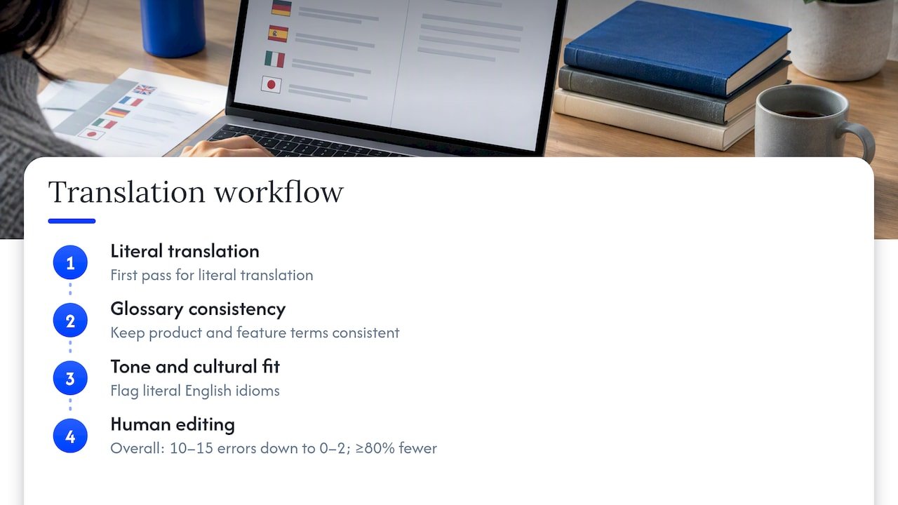Four-stage AI translation review workflow