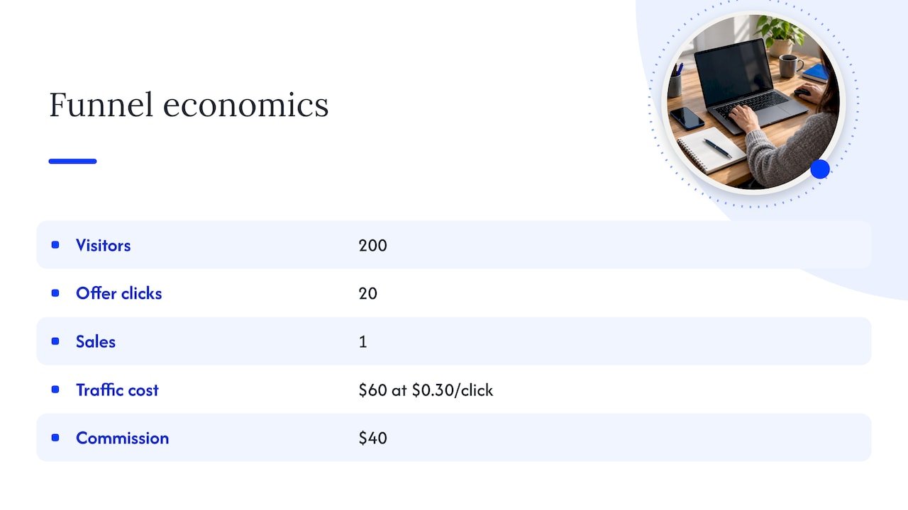 Worked example of traffic cost versus commission